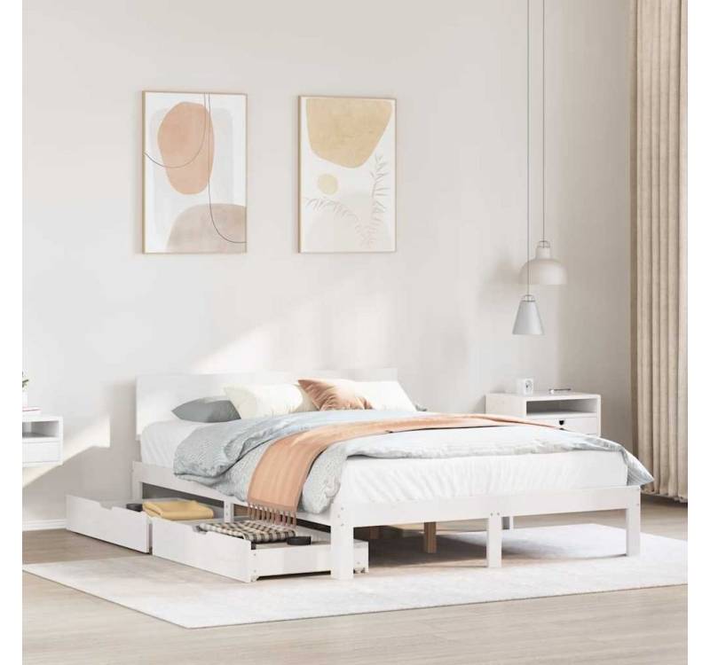 vidaXL Bett, Massivholzbett mit Schubladen Weiß 160x200 cm Kiefer vidaXL Bett, Massivholzbett mit Schubladen Weiß 160x200 cm Kiefer von vidaXL