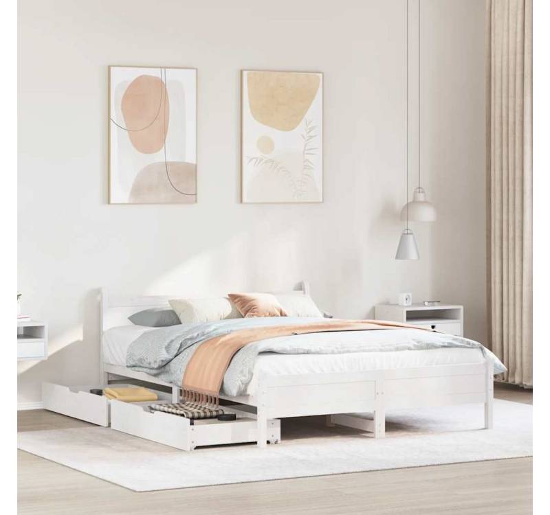 vidaXL Bett, Massivholzbett ohne Matratze Weiß 120x190 cm Kiefernholz von vidaXL