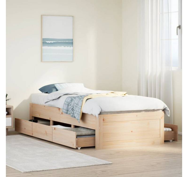vidaXL Bett, Massivholzbett ohne Matratze mit Schubladen 75x190 cm vidaXL Bett, Massivholzbett ohne Matratze mit Schubladen 75x190 cm von vidaXL