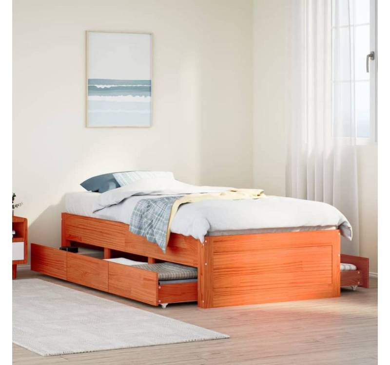 vidaXL Bett, Massivholzbett ohne Matratze mit Schubladen Braun 90x200 cm vidaXL Bett, Massivholzbett ohne Matratze mit Schubladen Braun 90x200 cm von vidaXL