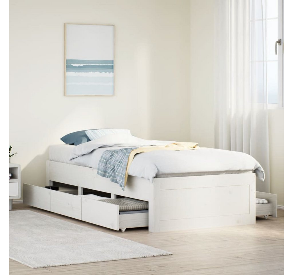 vidaXL Bett, Massivholzbett ohne Matratze mit Schubladen Weiß 75x190 cm vidaXL Bett, Massivholzbett ohne Matratze mit Schubladen Weiß 75x190 cm von vidaXL