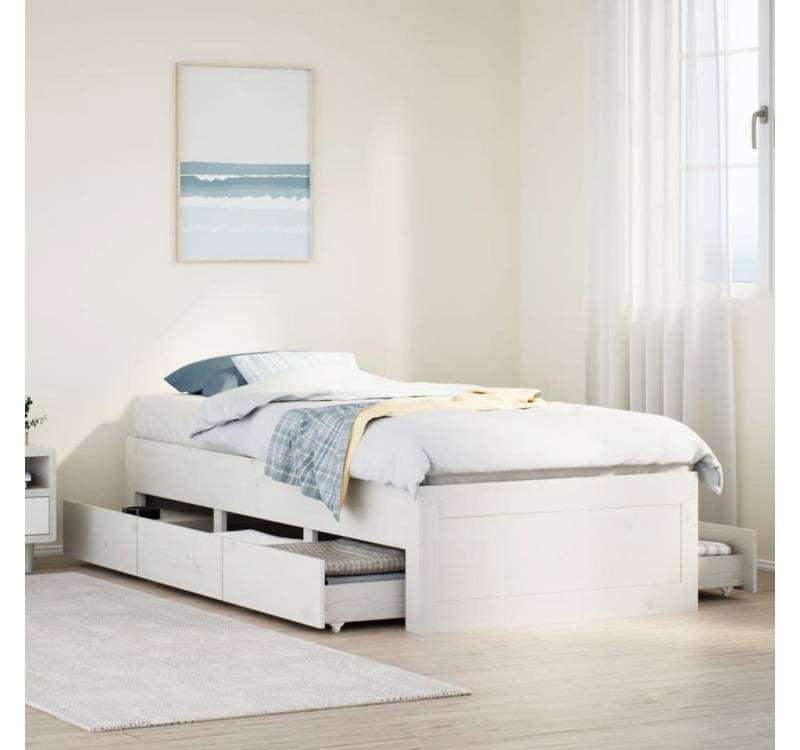 vidaXL Bett, Massivholzbett ohne Matratze mit Schubladen Weiß 75x190 cm vidaXL Bett, Massivholzbett ohne Matratze mit Schubladen Weiß 75x190 cm von vidaXL