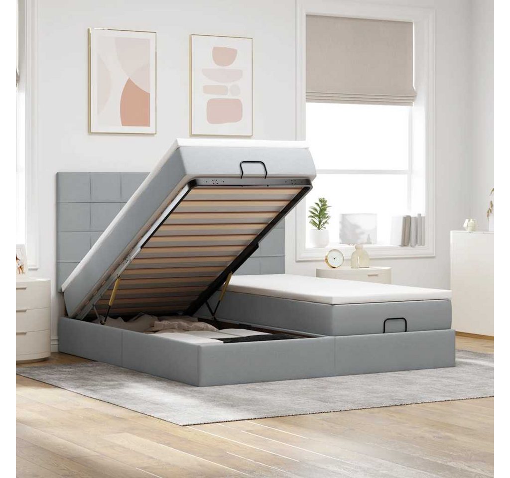 vidaXL Bett, Ottoman-Bett mit Matratzen & LEDs Hellgrau 160x200 cm Stoff vidaXL Bett, Ottoman-Bett mit Matratzen & LEDs Hellgrau 160x200 cm Stoff von vidaXL