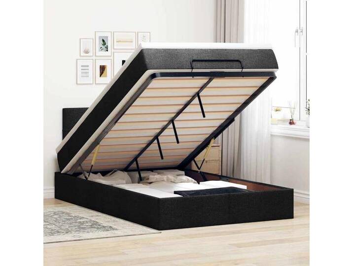 vidaXL Bett, Ottomane Bett mit Matratze & LEDs Schwarz 120x190 cm Stoff vidaXL Bett, Ottomane Bett mit Matratze & LEDs Schwarz 120x190 cm Stoff von vidaXL
