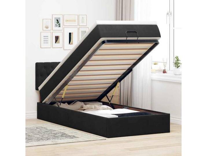 vidaXL Bett, Ottomane Bett mit Matratze & LEDs Schwarz 80x200 cm Samt vidaXL Bett, Ottomane Bett mit Matratze & LEDs Schwarz 80x200 cm Samt von vidaXL