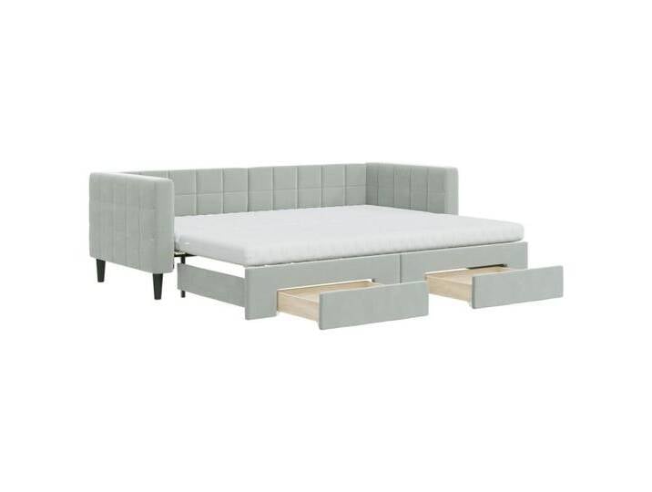 vidaXL Bett, Tagesbett Ausziehbar mit Schubladen Hellgrau 80x200 cm Samt vidaXL Bett, Tagesbett Ausziehbar mit Schubladen Hellgrau 80x200 cm Samt von vidaXL