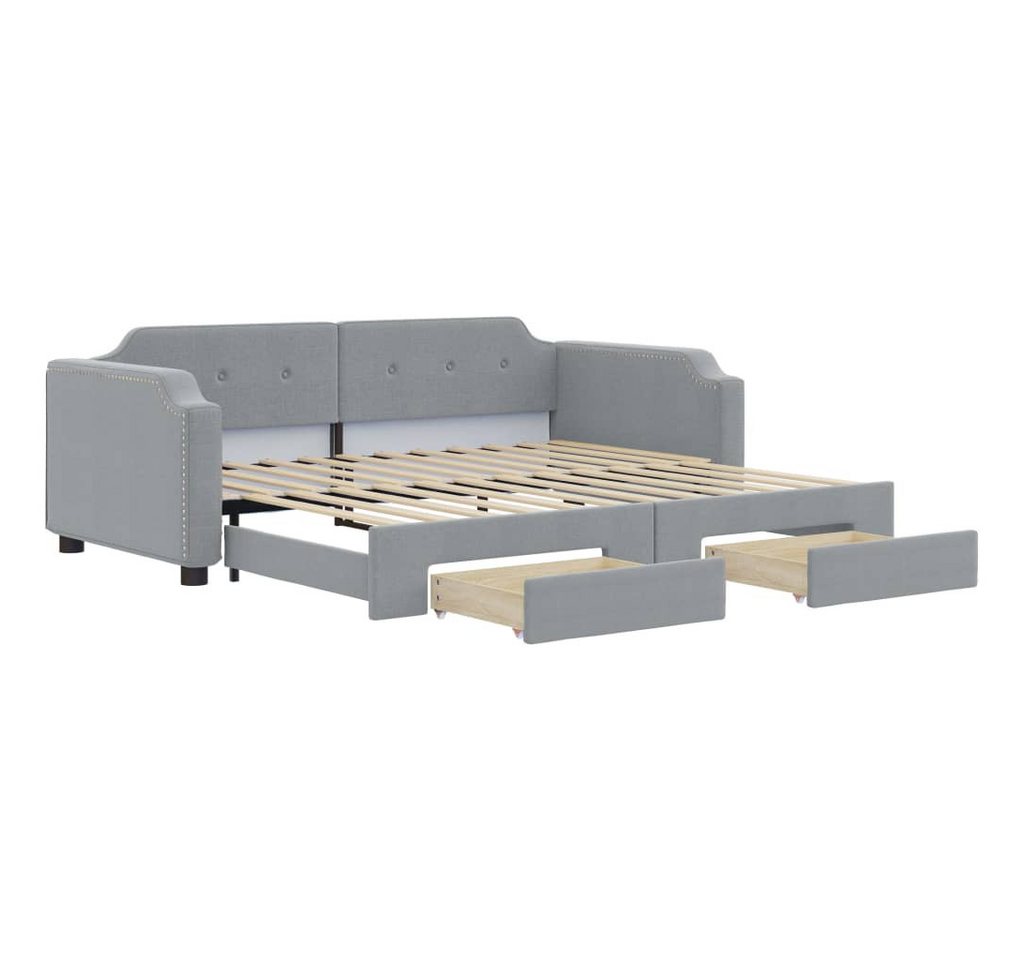 vidaXL Bett, Tagesbett Ausziehbar mit Schubladen Hellgrau 90x190 cm Stoff vidaXL Bett, Tagesbett Ausziehbar mit Schubladen Hellgrau 90x190 cm Stoff von vidaXL