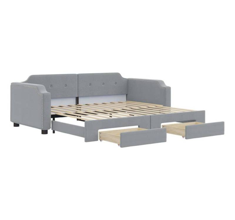 vidaXL Bett, Tagesbett Ausziehbar mit Schubladen Hellgrau 90x190 cm Stoff vidaXL Bett, Tagesbett Ausziehbar mit Schubladen Hellgrau 90x190 cm Stoff von vidaXL