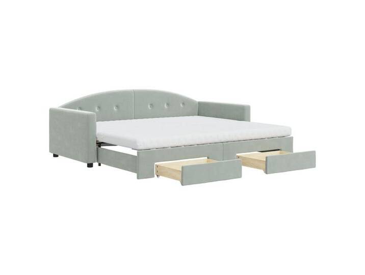 vidaXL Bett, Tagesbett Ausziehbar mit Schubladen Hellgrau 90x200 cm Samt vidaXL Bett, Tagesbett Ausziehbar mit Schubladen Hellgrau 90x200 cm Samt von vidaXL