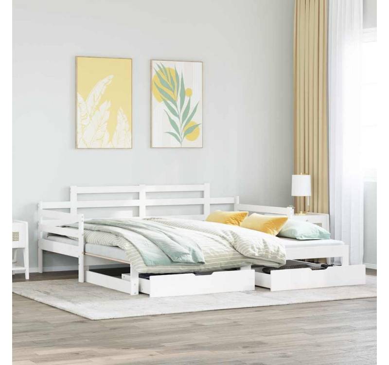 vidaXL Bett, Tagesbett Ausziehbar mit Schubladen ohne Matratze Weiß 90x190cm vidaXL Bett, Tagesbett Ausziehbar mit Schubladen ohne Matratze Weiß 90x190cm von vidaXL