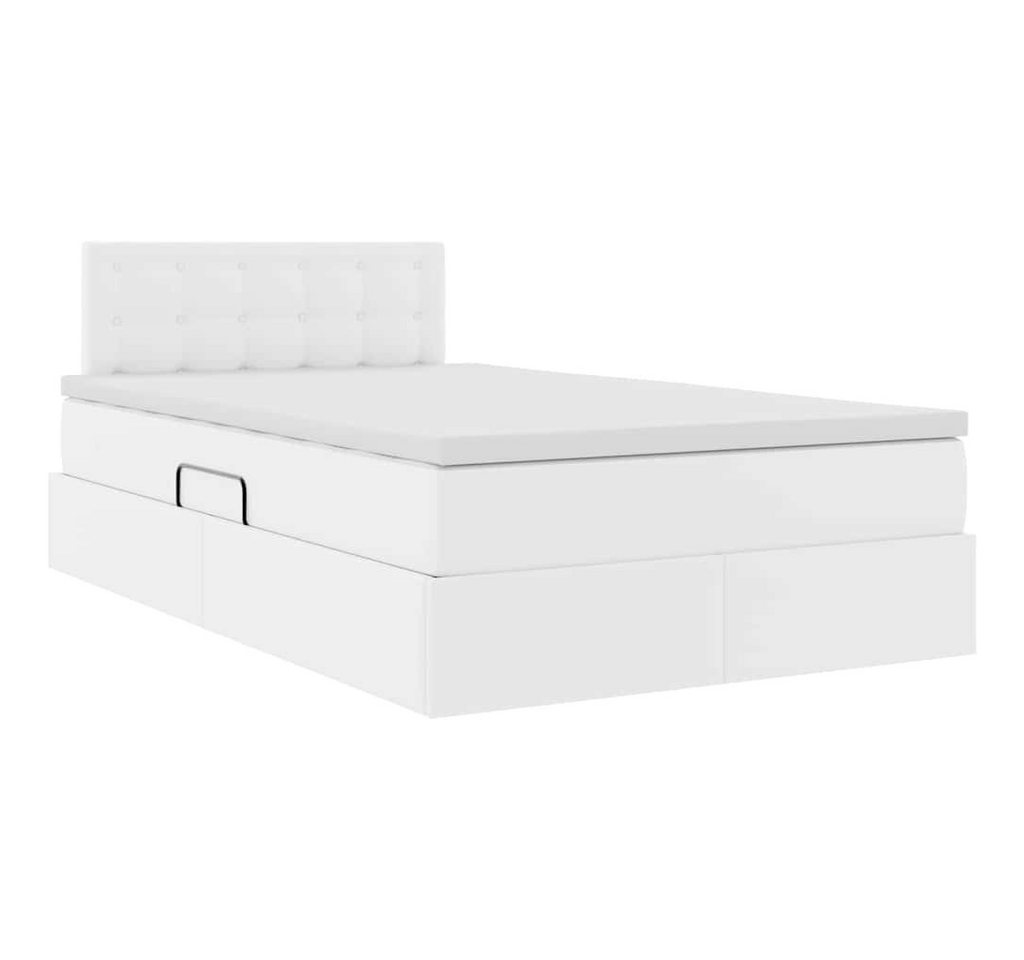 vidaXL Bett Bett mit LED-Lichtleisten Reinweiß 120 x 200 cm PVC (1-tlg) von vidaXL