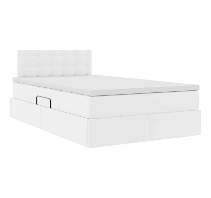 vidaXL Bett Bett mit LED-Lichtleisten Reinweiß 120 x 200 cm PVC (1-tlg) von vidaXL