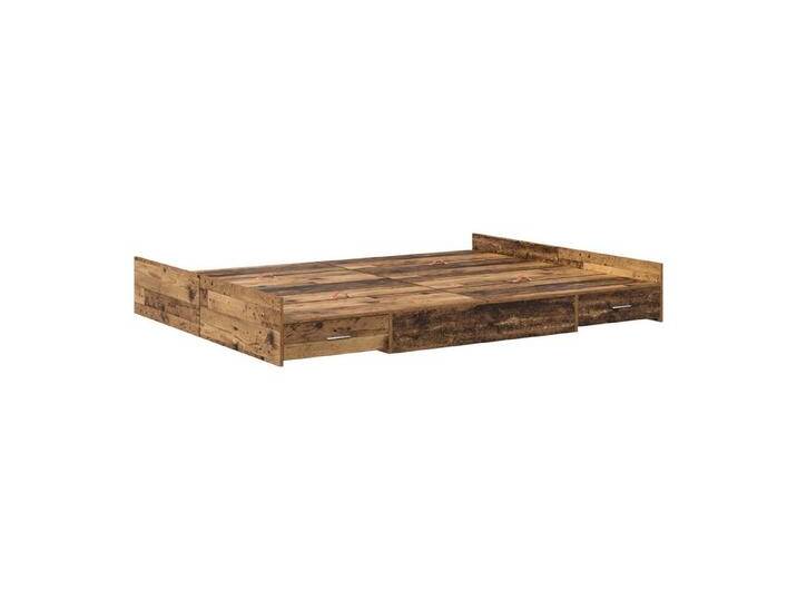 vidaXL Bett Bett mit Stauraum Altholz 135 x 190 cm Spanplatte (1-tlg), 1 tlg., Altholz von vidaXL