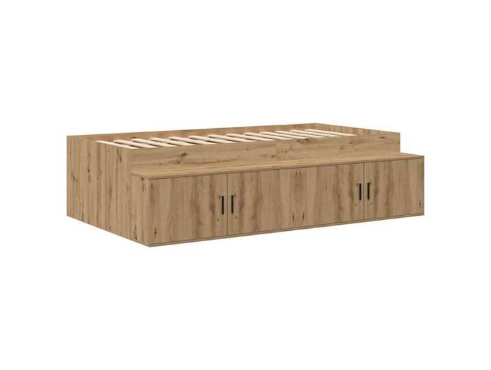 vidaXL Bett Bett mit Stauraum Eiche handwerklich 100 x 200 cm Holzwerkstoff (1-tlg), Eiche handwerklich von vidaXL
