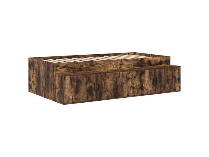 vidaXL Bett Bett mit Stauraum Räuchereiche 90 x 200 cm Holzwerkstoff (1-tlg), Räuchereiche von vidaXL