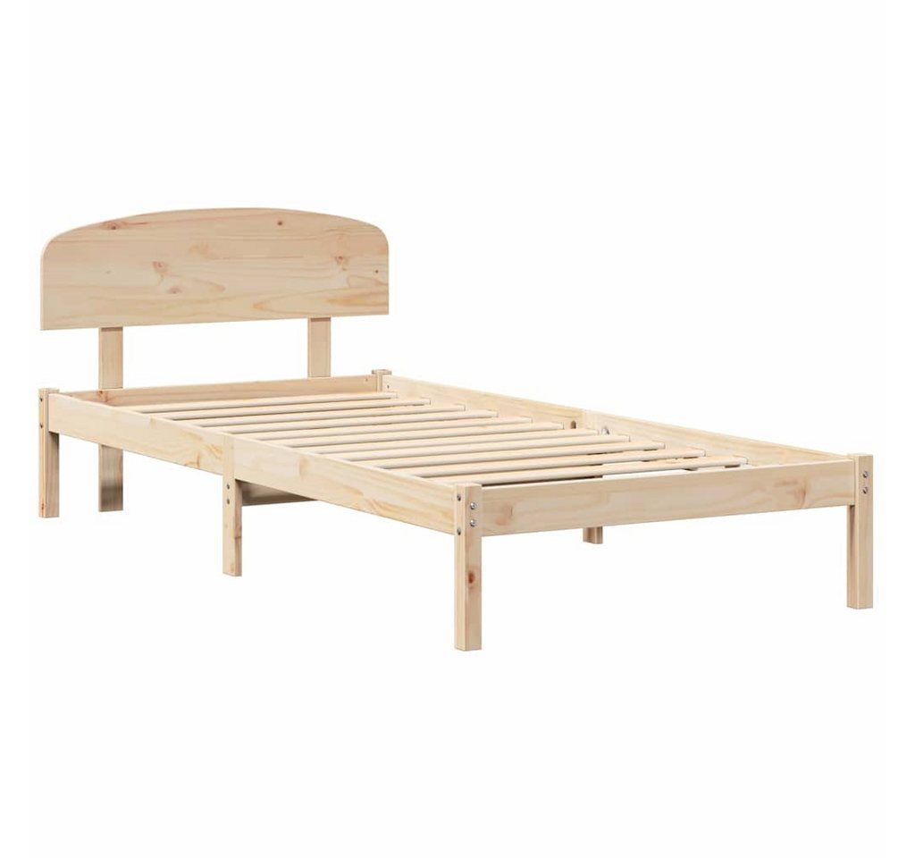 vidaXL Bett Bettrahmen mit Kopfteil Natur 75 x 190 cm Massives Kiefernholz (1-tlg) von vidaXL