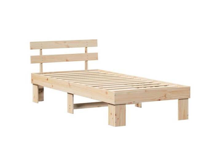vidaXL Bett Bettgestell mit Kopfteil Braun 90 x 190 cm Massivholz Kiefer (1-tlg), beige, Natur von vidaXL