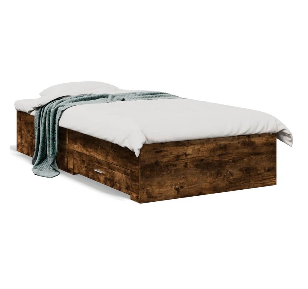 vidaXL Bett Bettgestell mit Schubladen Räuchereiche 75x190 cm Holzwerkstoff von vidaXL