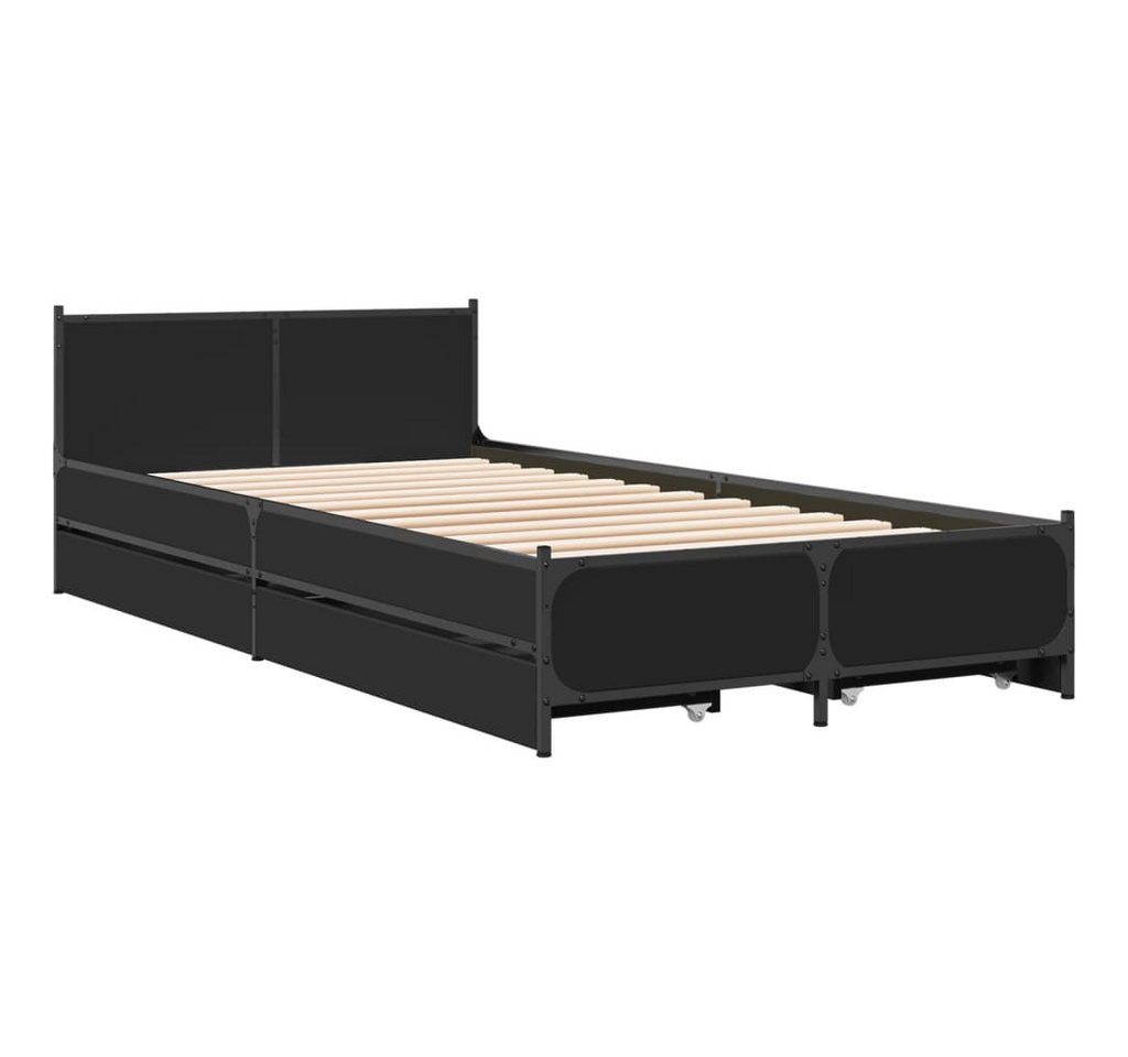 vidaXL Bett Bettgestell mit Schubladen Schwarz 120x200 cm Holzwerkstoff von vidaXL