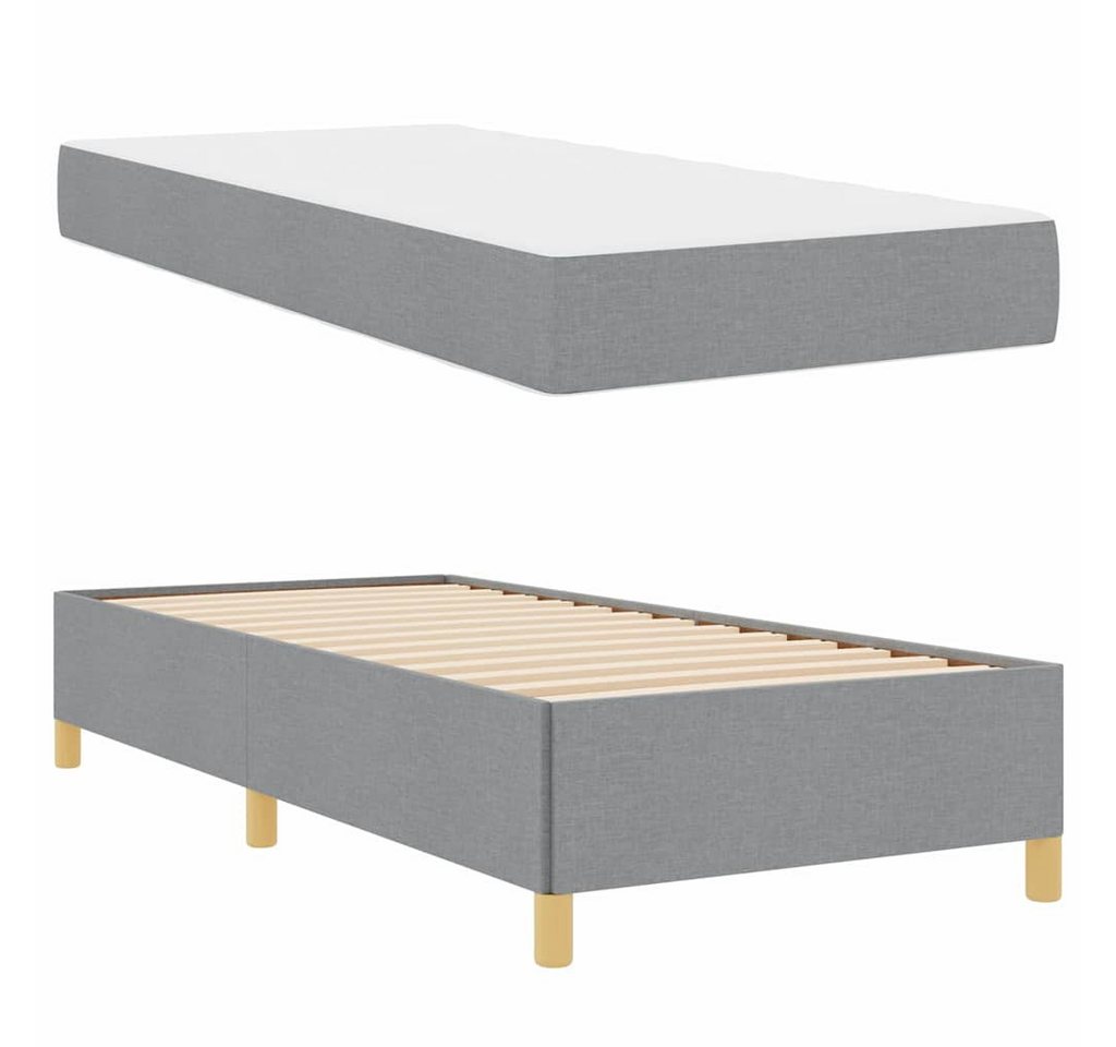vidaXL Bett Boxspringbett Hellgrau und Braun und Weiß 80 x 200 cm Stoff (1-tlg) von vidaXL
