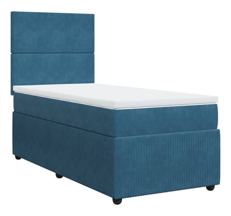vidaXL Bett Boxspringbett mit Matratze Blau 80x200 cm Samt von vidaXL