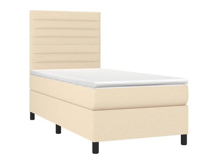 vidaXL Bett Boxspringbett mit Matratze Creme 80x200 cm Stoff, Horizontale Streifen, Creme von vidaXL