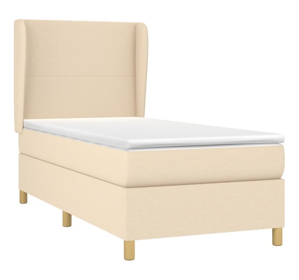 vidaXL Bett Boxspringbett mit Matratze Creme 90x200 cm Stoff von vidaXL