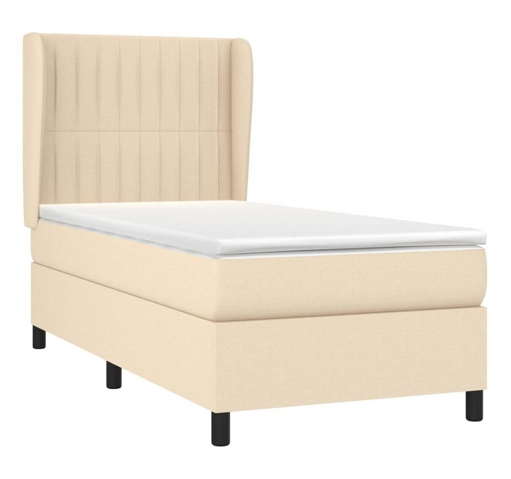 vidaXL Bett Boxspringbett mit Matratze Creme 90x200 cm Stoff von vidaXL