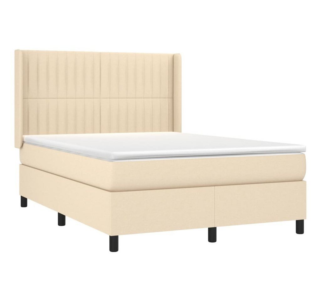 vidaXL Bett Boxspringbett mit Matratze Creme 90x200 cm Stoff von vidaXL