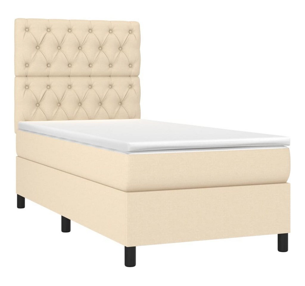 vidaXL Bett Boxspringbett mit Matratze Creme 90x200 cm Stoff von vidaXL