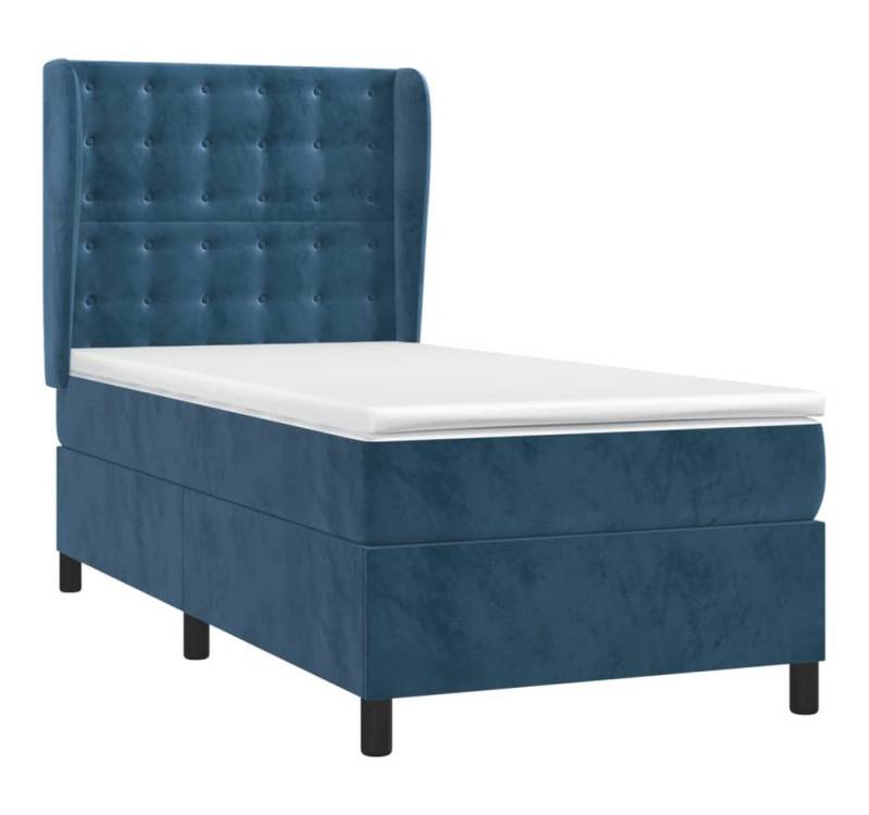 vidaXL Bett Boxspringbett mit Matratze Dunkelblau 90x190 cm Samt von vidaXL