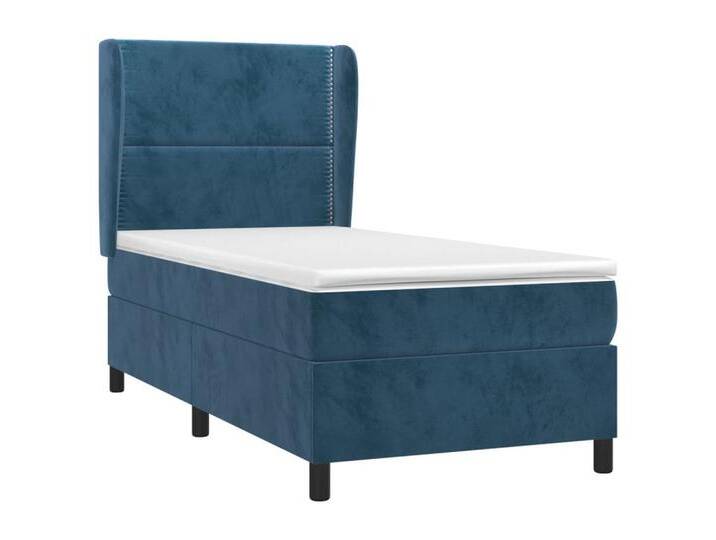 vidaXL Bett Boxspringbett mit Matratze Dunkelblau 80x200 cm Samt, blau, Flach mit Nägeln, Blau von vidaXL