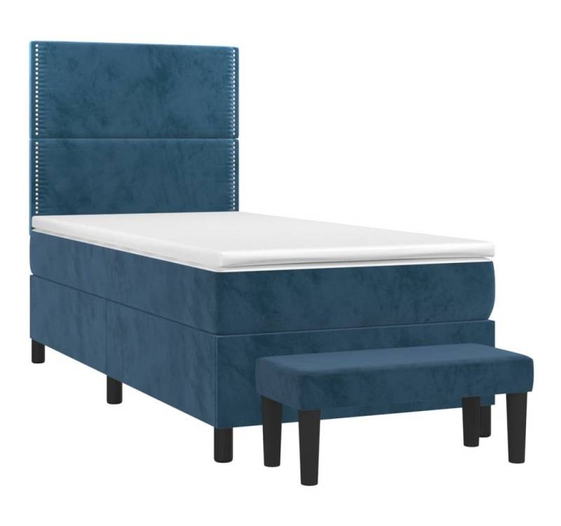 vidaXL Bett Boxspringbett mit Matratze Dunkelblau 90x190 cm Samt von vidaXL