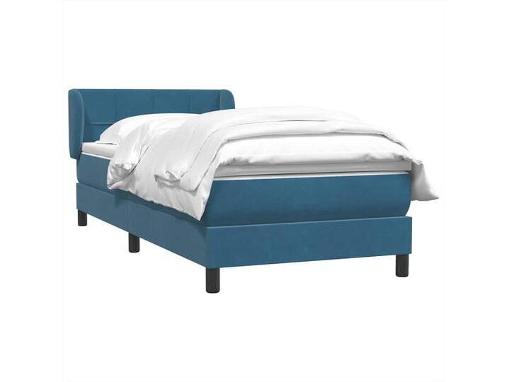 vidaXL Bett Boxspringbett mit Matratze Dunkelblau 80x210 cm Samt, blau, Block with squares, Dunkelblau von vidaXL