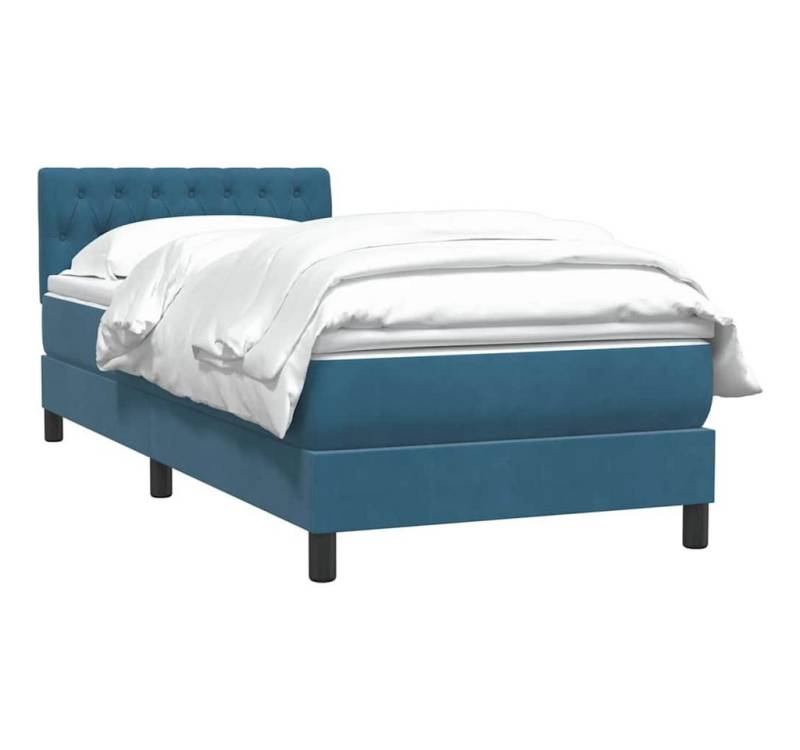 vidaXL Bett Boxspringbett mit Matratze Dunkelblau 80x210 cm Samt von vidaXL
