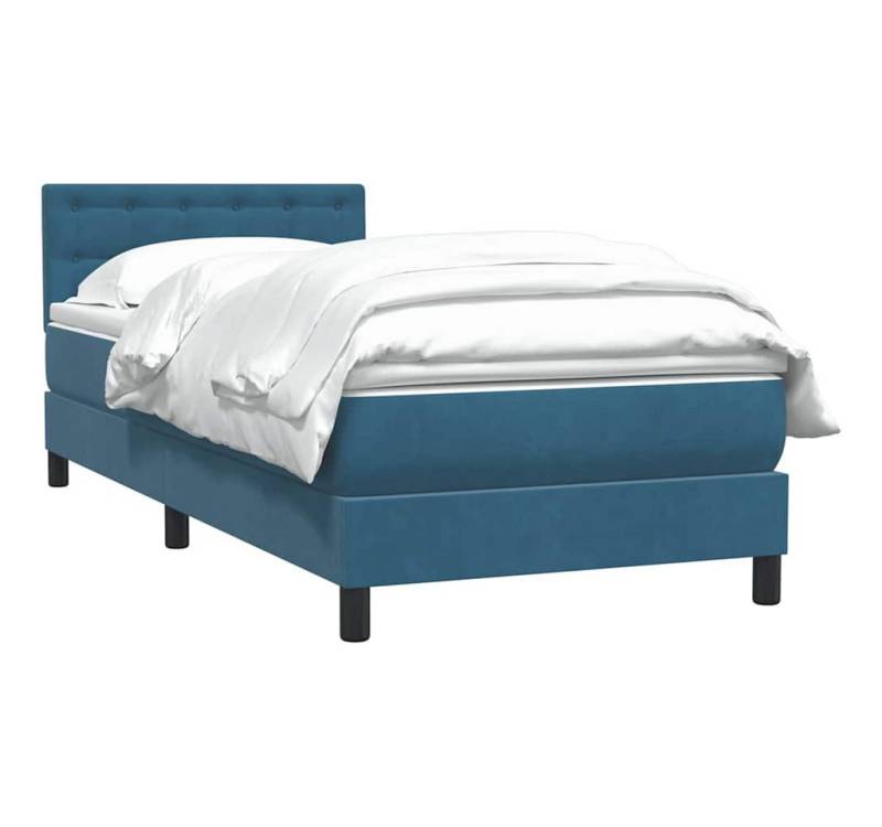 vidaXL Bett Boxspringbett mit Matratze Dunkelblau 80x210 cm Samt von vidaXL