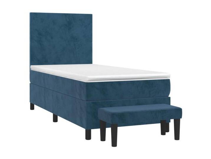 vidaXL Bett Boxspringbett mit Matratze Dunkelblau 90x190 cm Samt, blau, Schlichtes Design, Dunkelblau von vidaXL