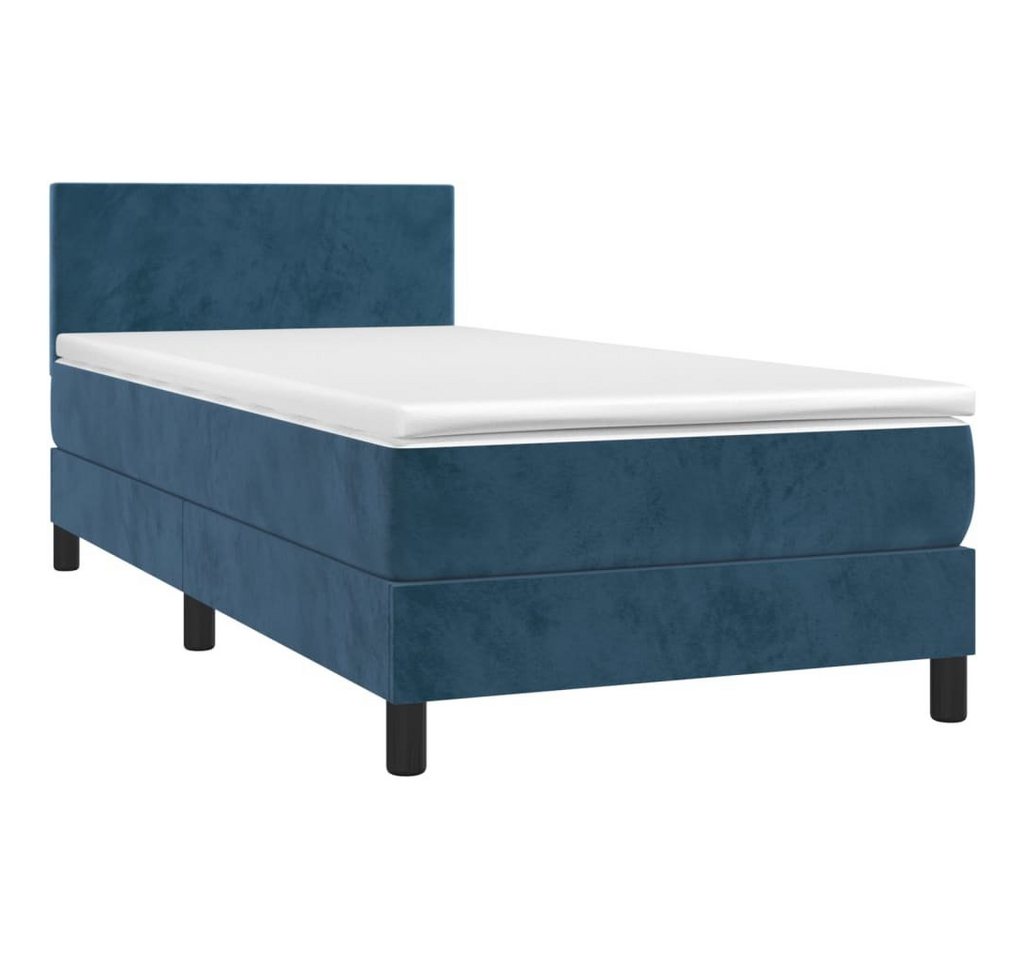 vidaXL Bett Boxspringbett mit Matratze Dunkelblau 90x200 cm Samt von vidaXL