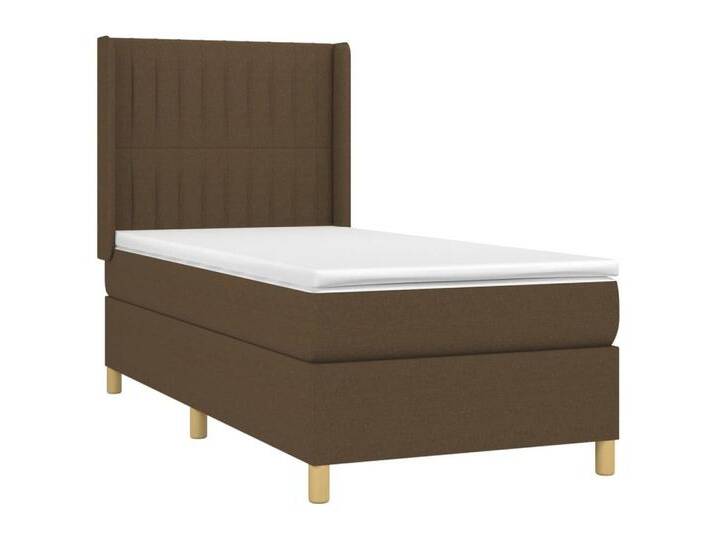 vidaXL Bett Boxspringbett mit Matratze Dunkelbraun 80x200 cm Stoff, braun, Vertikale Streifen, Dunkelbraun von vidaXL