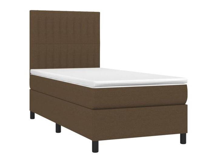 vidaXL Bett Boxspringbett mit Matratze Dunkelbraun 90x200 cm Stoff, braun, Vertikale Streifen, Dunkelbraun von vidaXL