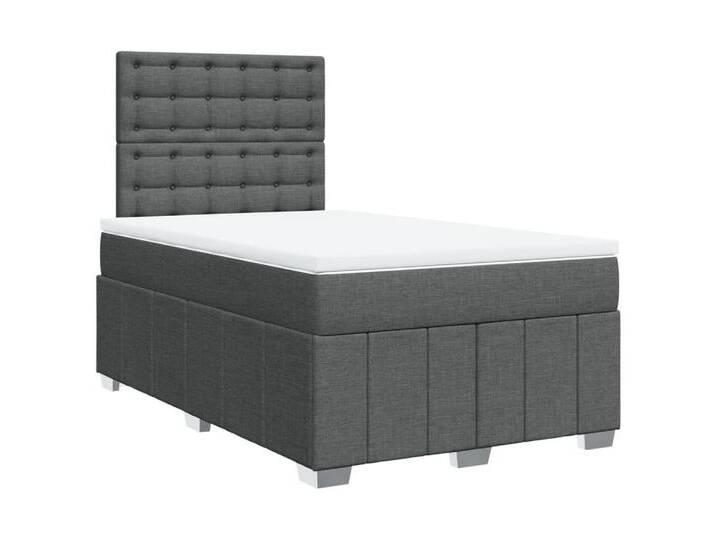 vidaXL Bett Boxspringbett mit Matratze Dunkelgrau 120x190 cm Stoff, grau, Buttons, Dunkelgrau von vidaXL
