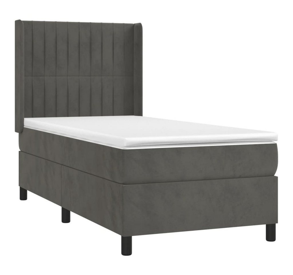 vidaXL Bett Boxspringbett mit Matratze Dunkelgrau 90x190 cm Samt von vidaXL