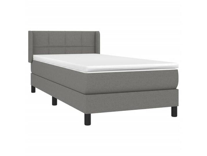 vidaXL Bett Boxspringbett mit Matratze Dunkelgrau 80x200 cm Stoff, grau, Block mit Quadraten, Dunkelgrau von vidaXL
