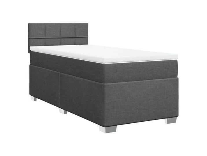 vidaXL Bett Boxspringbett mit Matratze Dunkelgrau 80x200 cm Stoff, grau, Block mit Quadraten, Dunkelgrau von vidaXL