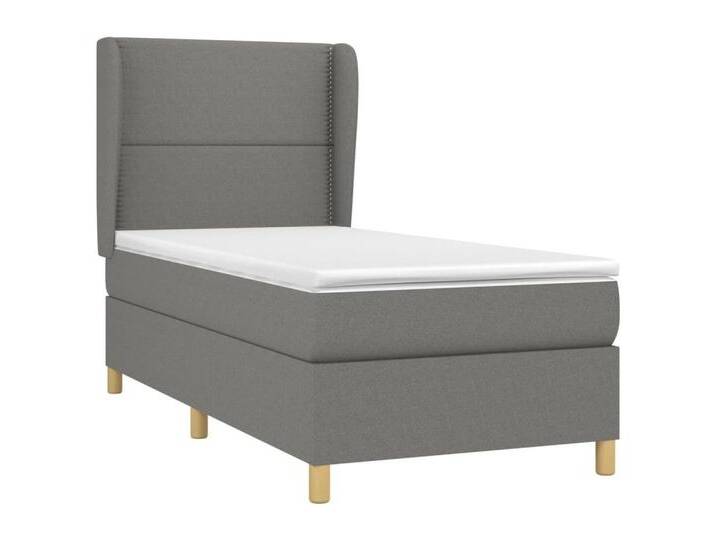 vidaXL Bett Boxspringbett mit Matratze Dunkelgrau 80x200 cm Stoff, grau, Flach mit Nägeln, Dunkelgrau von vidaXL