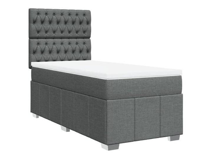 vidaXL Bett Boxspringbett mit Matratze Dunkelgrau 80x200 cm Stoff, grau, Knopfheftung Design, Dunkelgrau vidaXL Bett Boxspringbett mit Matratze Dunkelgrau 80x200 cm Stoff, grau, Knopfheftung Design, Dunkelgrau von vidaXL