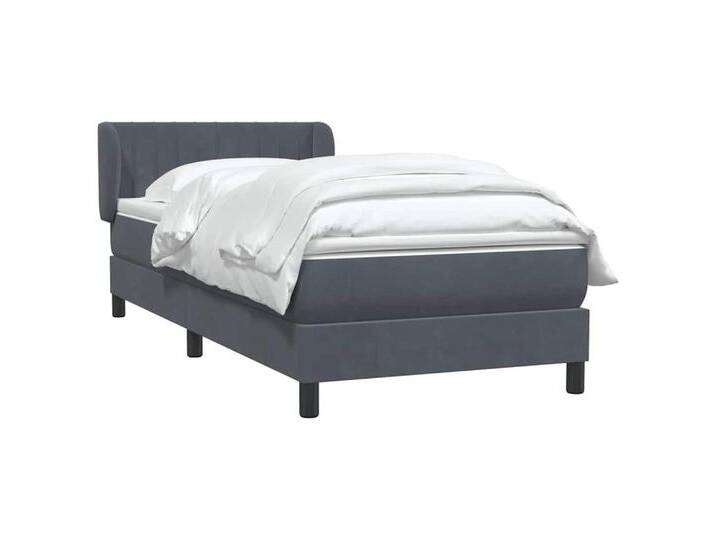 vidaXL Bett Boxspringbett mit Matratze Dunkelgrau 80x220 cm Samt, grau, Vertical stripes, Dunkelgrau von vidaXL