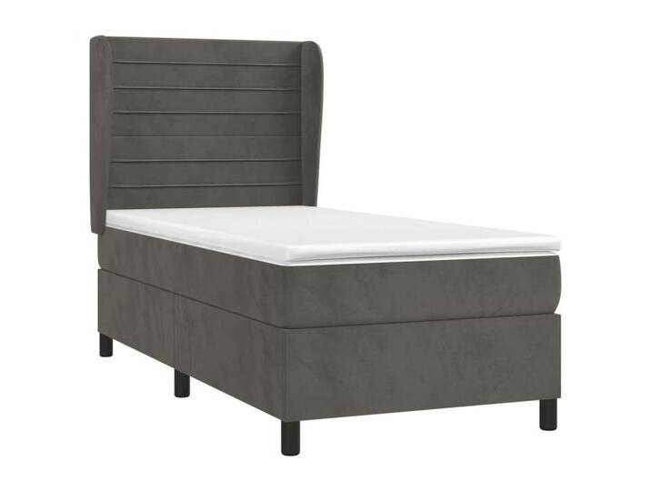 vidaXL Bett Boxspringbett mit Matratze Dunkelgrau 80x200 cm Samt, grau, Horizontale Streifen, Dunkelgrau von vidaXL