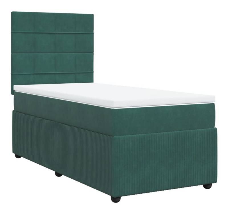 vidaXL Bett Boxspringbett mit Matratze Dunkelgrün 80x200 cm Samt von vidaXL