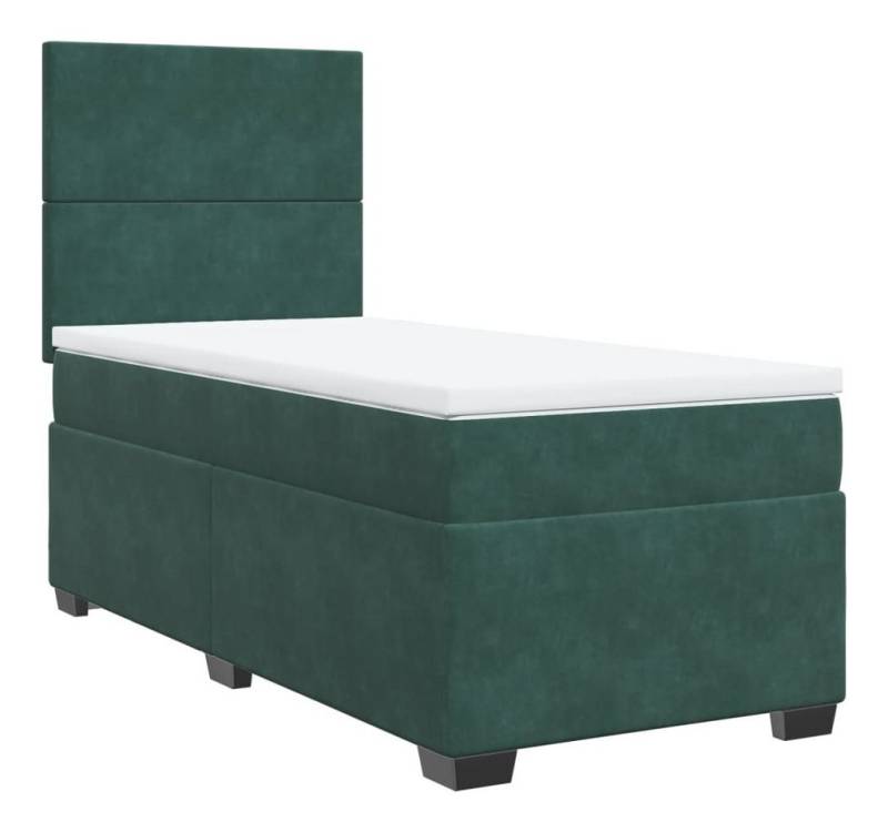 vidaXL Bett Boxspringbett mit Matratze Dunkelgrün 80x200 cm Samt von vidaXL